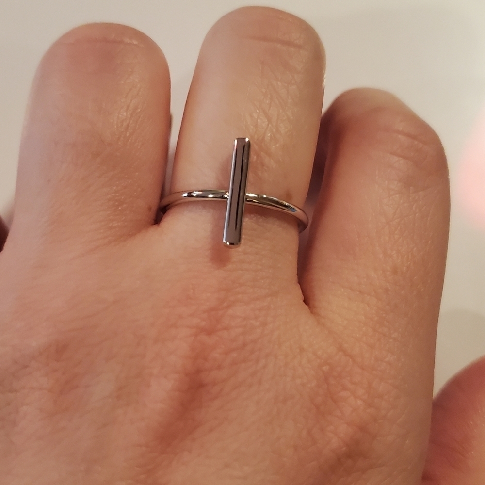 Sterling Silver Thin Bar Ring - image 1